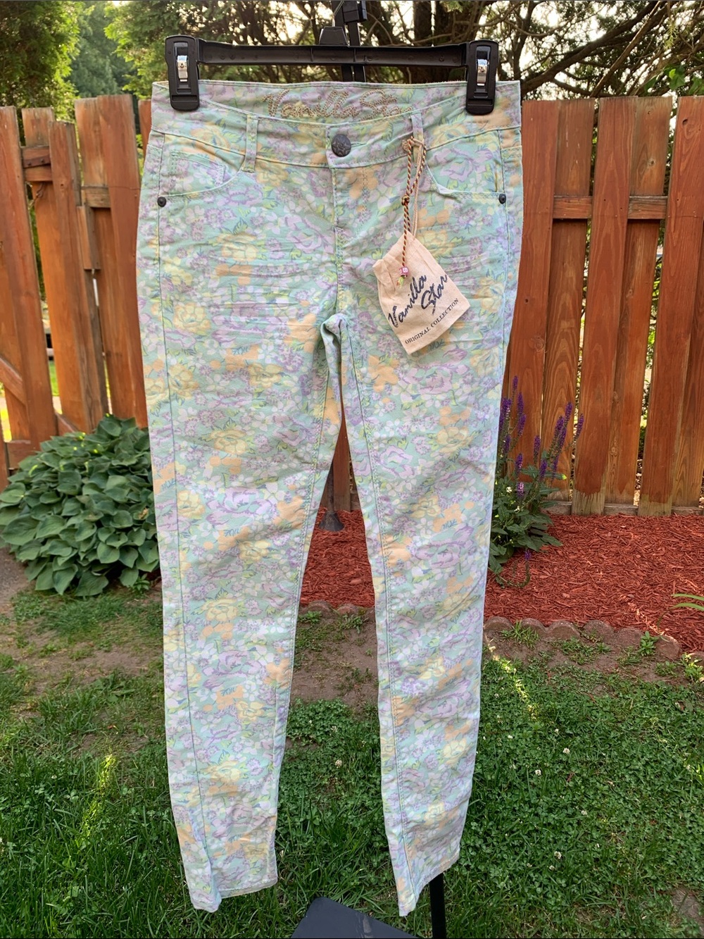 Vanilla Star Pastel Floral Print Jeans - Mint, Lavender, Yellow
